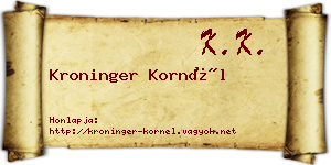 Kroninger Kornél névjegykártya
