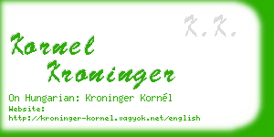 kornel kroninger business card